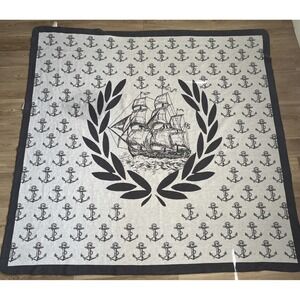 Vintage Nautical Sailboat Anchor 80x80" Turkish Cotton Reversible Throw Blanket